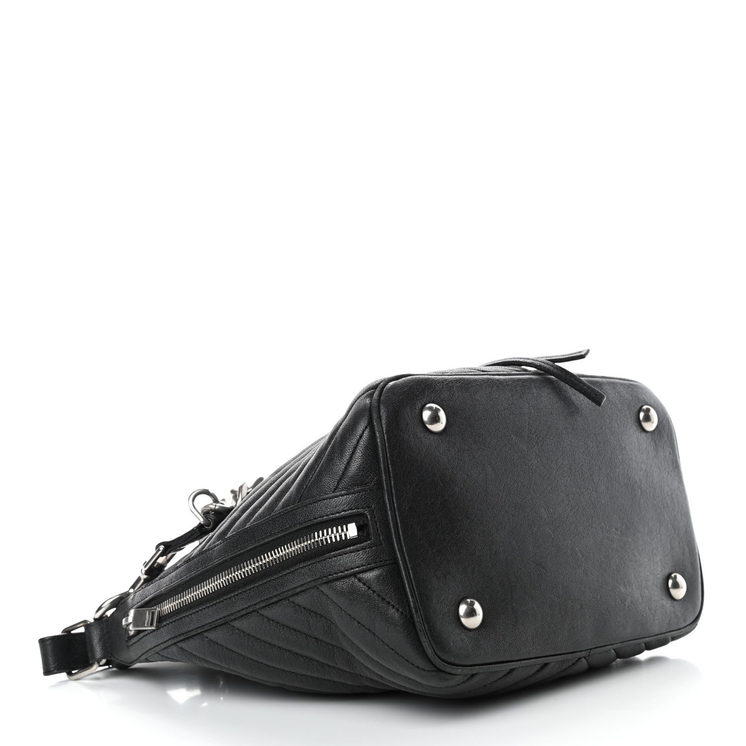 Saint Laurent Calfskin Matelasse Chevron Medium Emmanuelle Bucket Bag Black 3 of 4