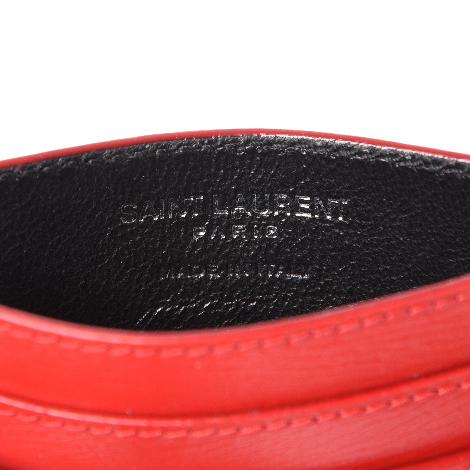 Saint Laurent Calfskin Monogram Credit Card Case Red 4 of 9