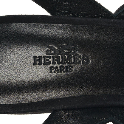 Hermes Suede Goatskin Polycarbonate Womens Flirt 60 Sandals 37 Black Ombre 8 of 9
