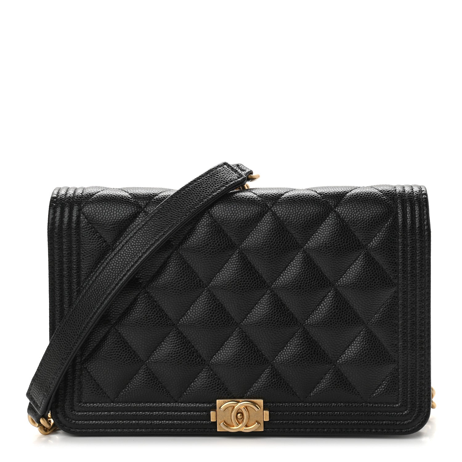 Chanel Caviar Quilted Boy Wallet On Chain WOC Black 1 of 10