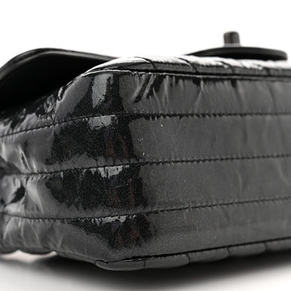 Chanel Patent Crumpled Calfskin Chevron Quilted Mini Rectangular Flap So Black 9 of 10