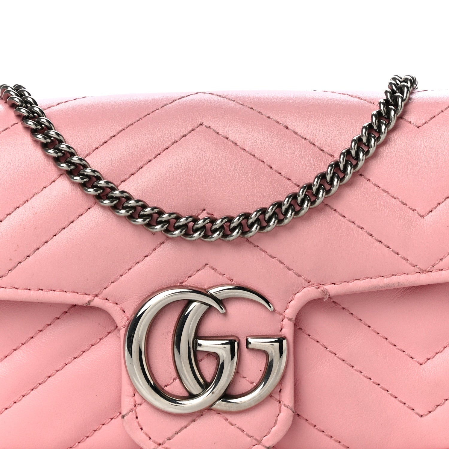 Gucci Calfskin Matelasse Super Mini GG Marmont Shoulder Bag Wild Rose 8 of 17