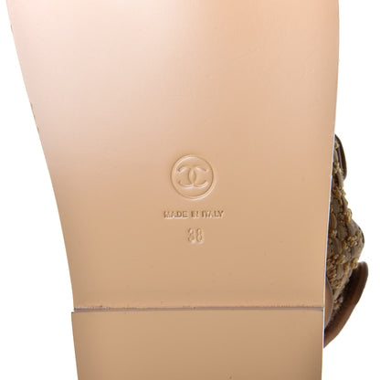 Chanel Braided Fabric Velcro Dad Sandals 38 Beige 6 of 8