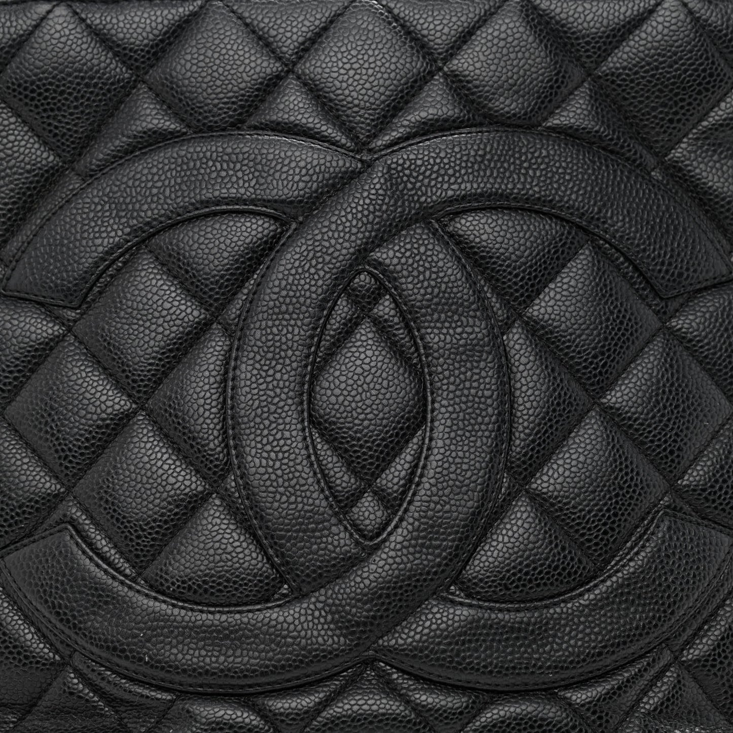 Caviar Quilted Medallion Tote Black
