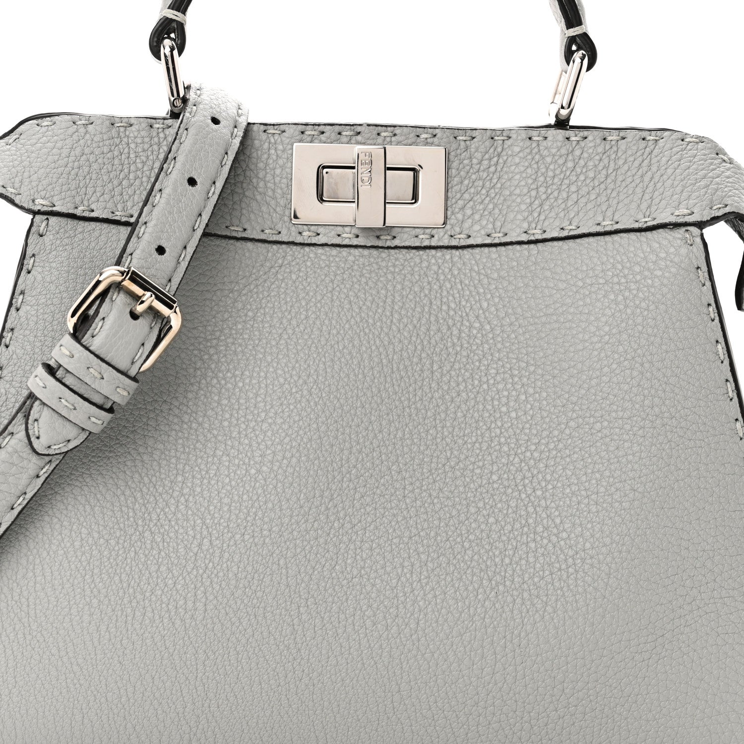 Fendi Cuoio Romano Selleria Bi-Color Small Peekaboo I SEE U Satchel Ghiaccio Asfalto 7 of 9