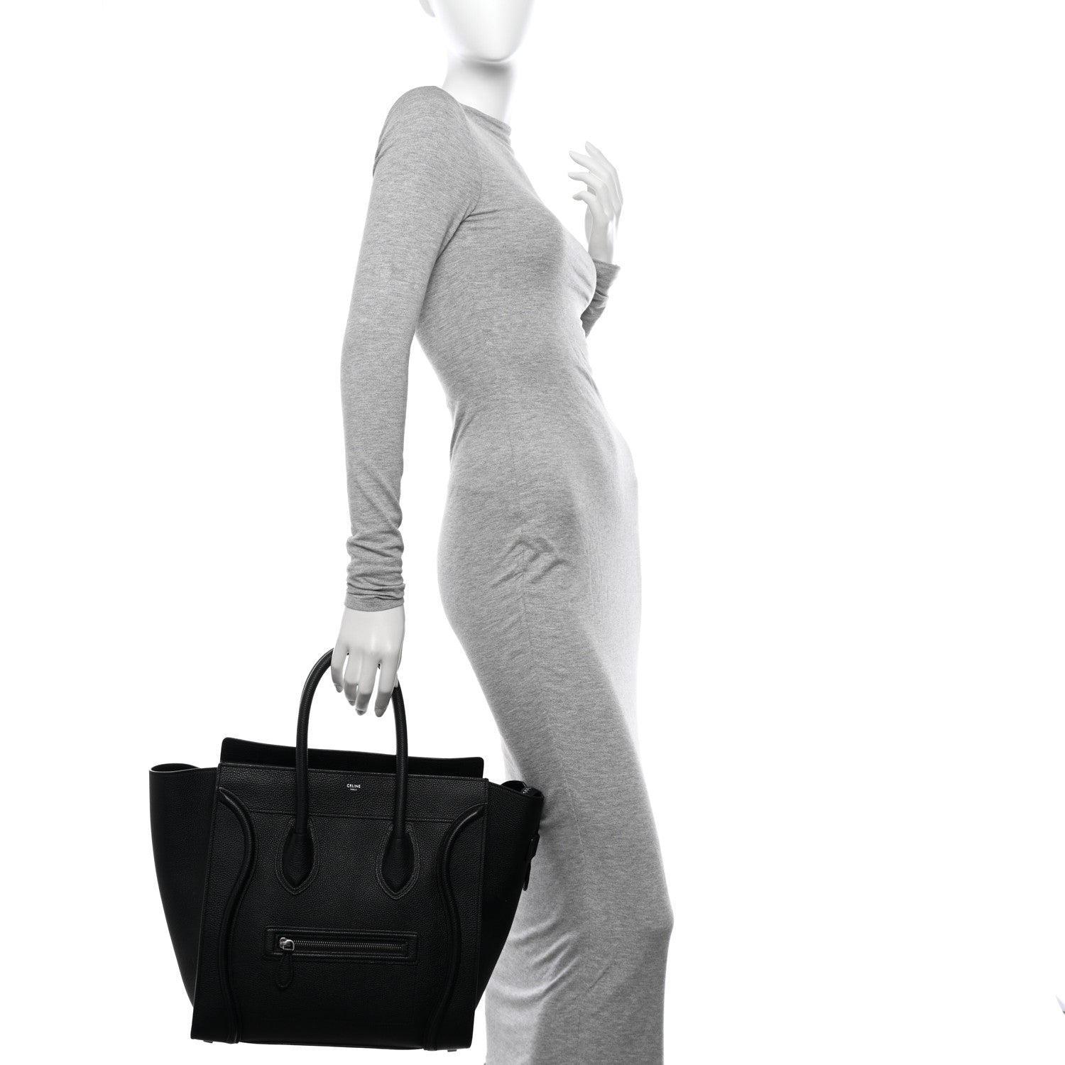 Celine Drummed Calfskin Mini Luggage Black 2 of 14