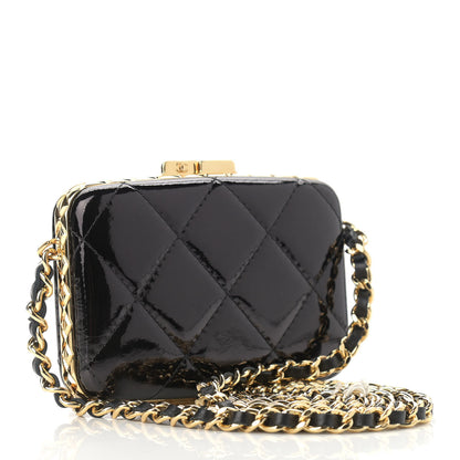 Chanel Glazed Goatskin Quilted Small Box With Chain Black 3 of 12