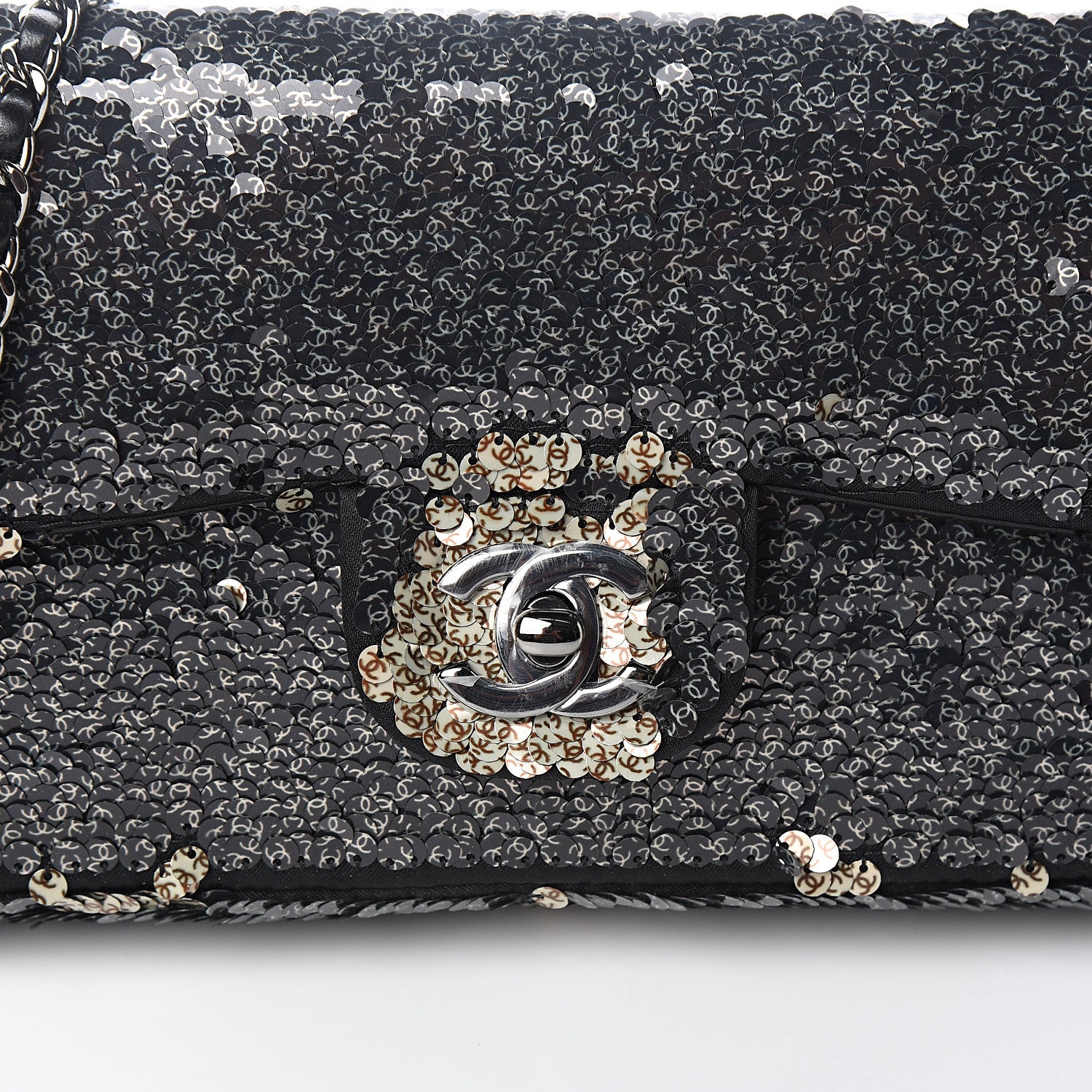 Chanel Sequin Mini Flap Beige Black 9 of 10