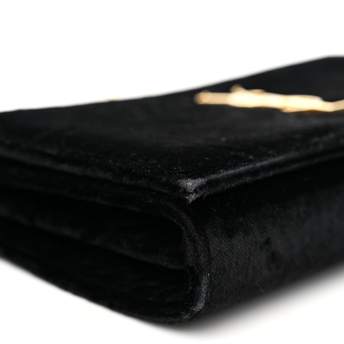 Velvet Monogram Chain Wallet Black