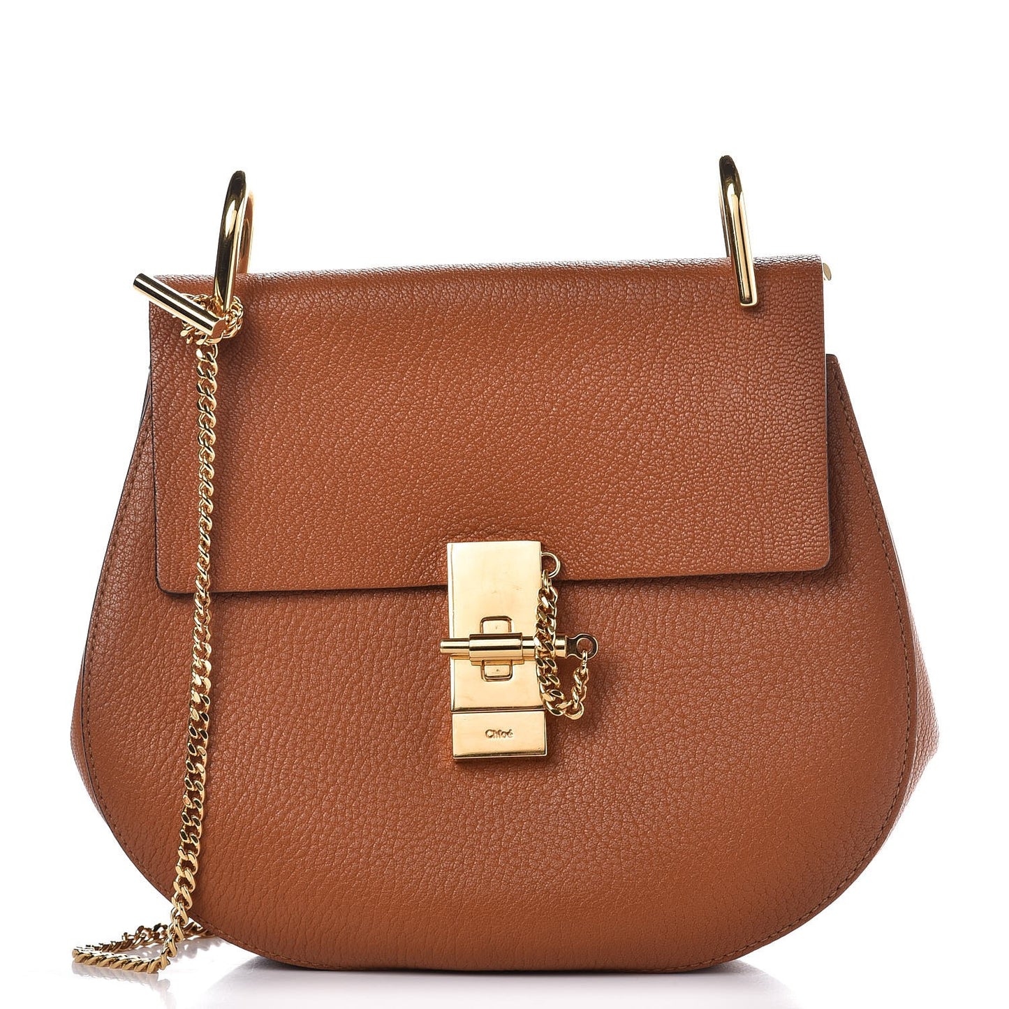 Grained Lambskin Drew Shoulder Bag Caramel