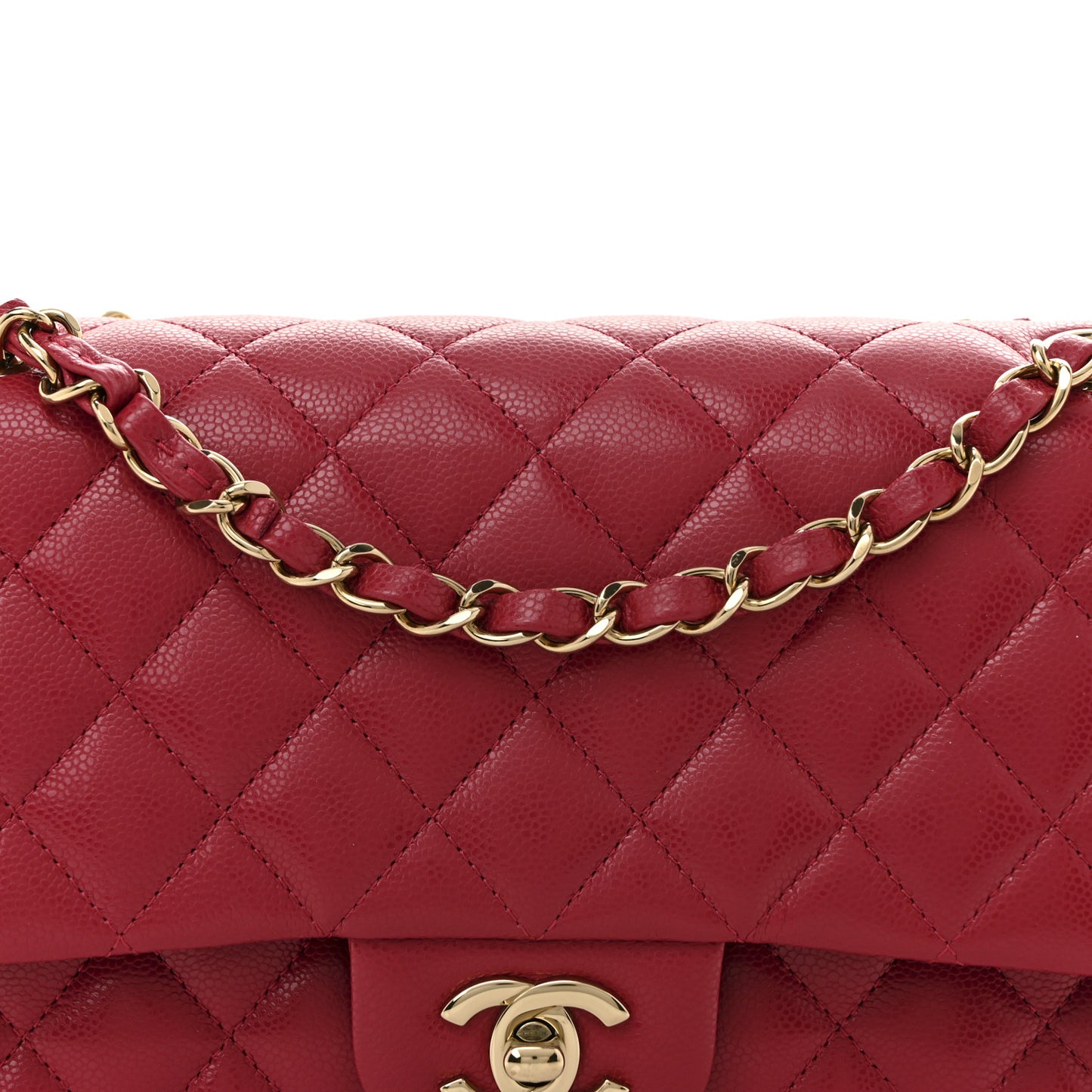 Caviar Quilted Medium Double Flap Dark Pink