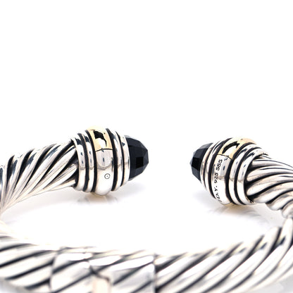 David Yurman Sterling Silver 14K Yellow Gold Black Onyx 10mm Cable Classics Hinged Bracelet 5 of 5