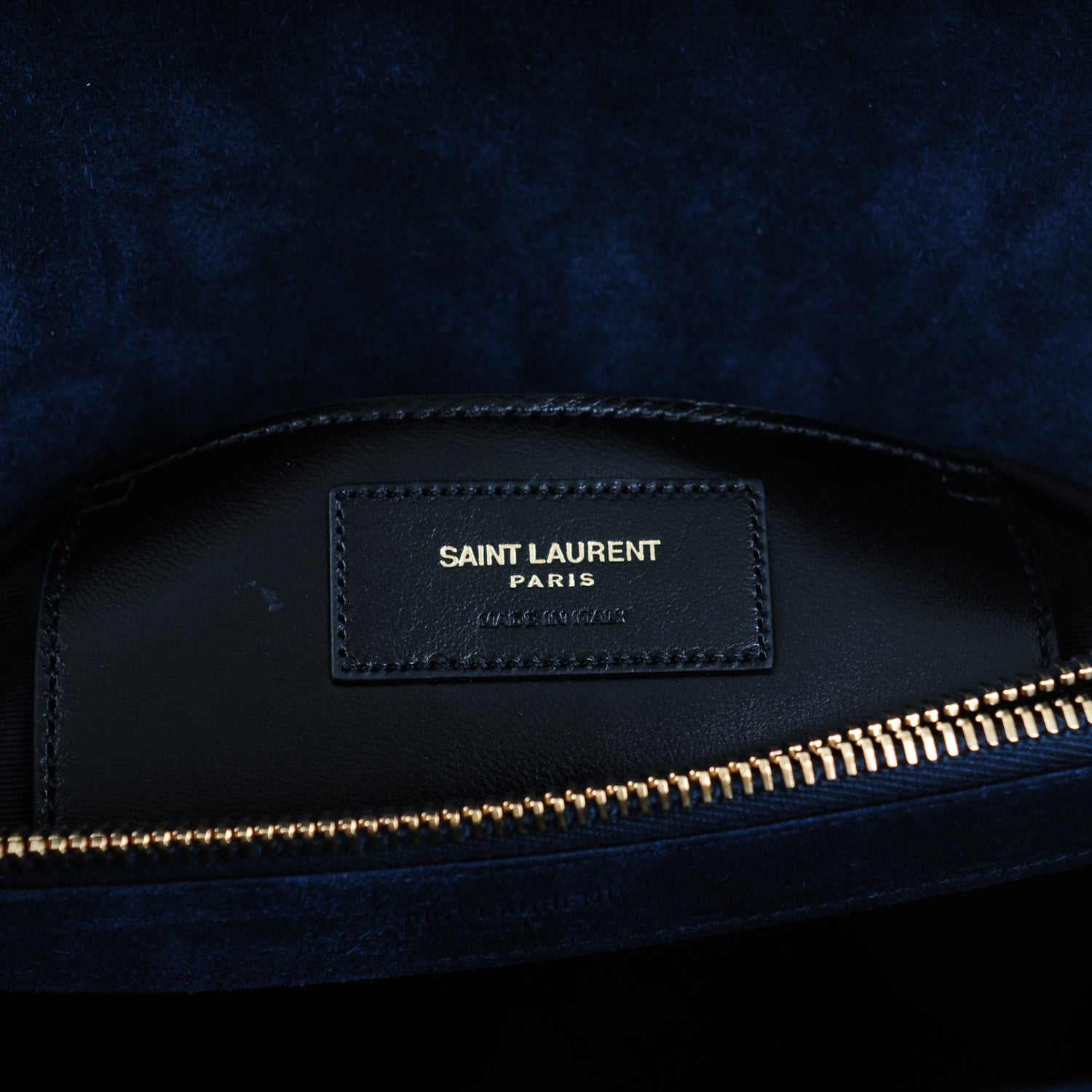 Saint Laurent Suede Mixed Matelasse Triquilt Large Monogram Envelope Satchel Navy Blue 6 of 9