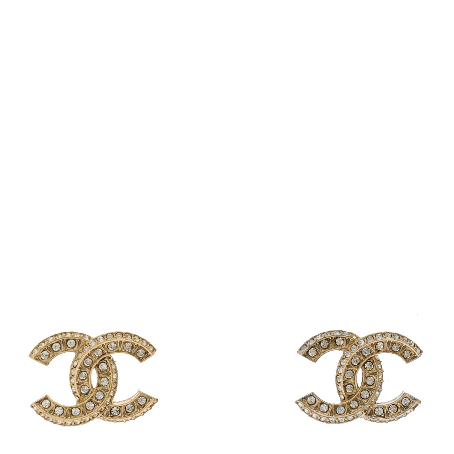 Chanel Crystal Timeless CC Earrings Light Gold 1 of 4
