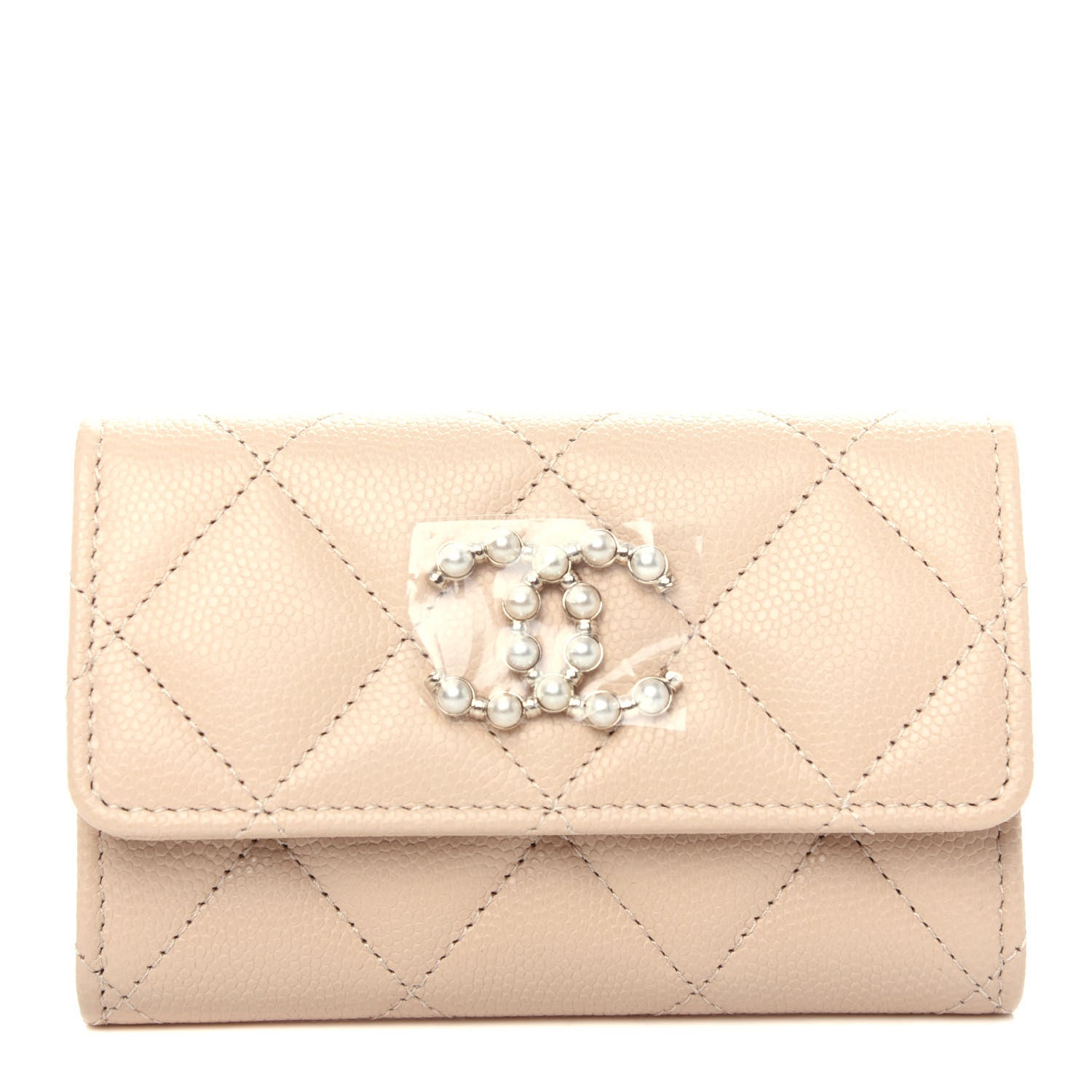 Chanel Caviar Pearl Quilted Coco Candy Flap Card Holder Beige 1 of 9