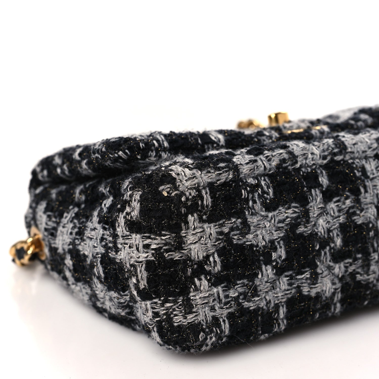 Chanel Wool Tweed Quilted Elegant Chain Flap Black Grey 8 of 9