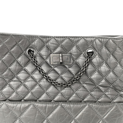 Chanel Metallic Aged Calfskin Quilted Reissue 2.55 Tote Dark Grey 8 of 12