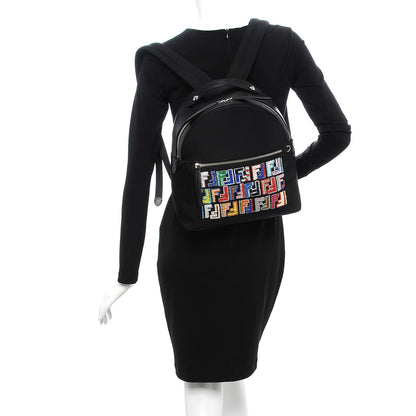 Fendi Nylon Vitello Liberty Sequin Fun Fair Embroidered Backpack Black 2 of 8