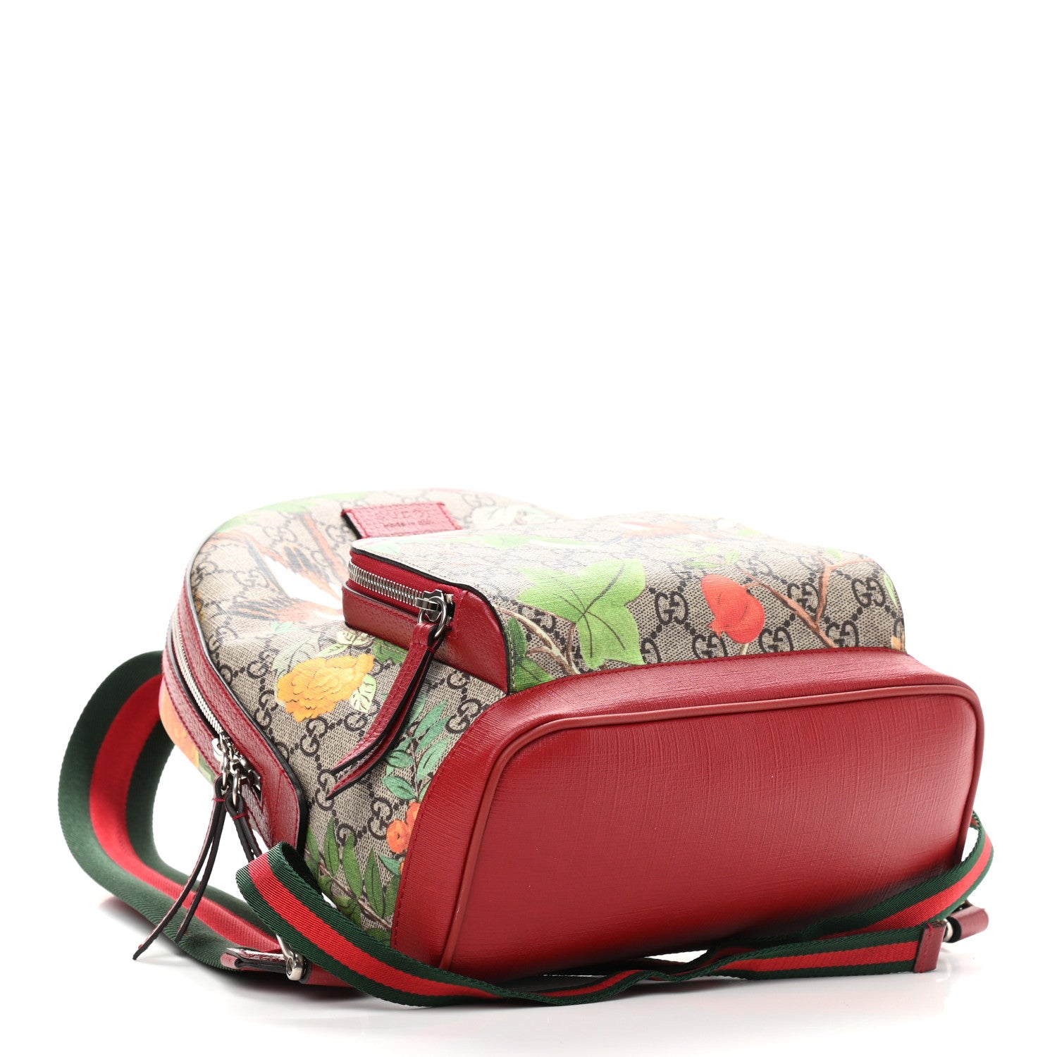 Gucci GG Supreme Monogram Tian Web Small Day Backpack Beige Multicolor Red 4 of 9