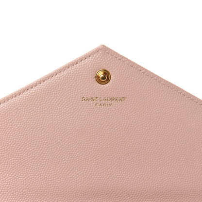 Saint Laurent Grain De Poudre Matelasse Chevron Monogram Chain Wallet Pale Blush 8 of 12