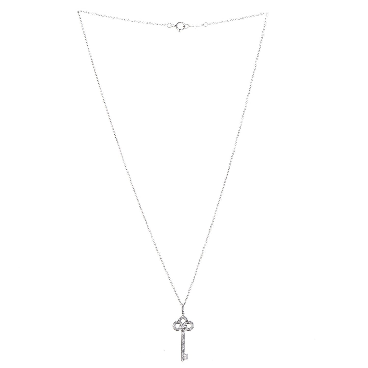 Platinum Diamond .12ct Fleur De Lis Key Pendant Necklace