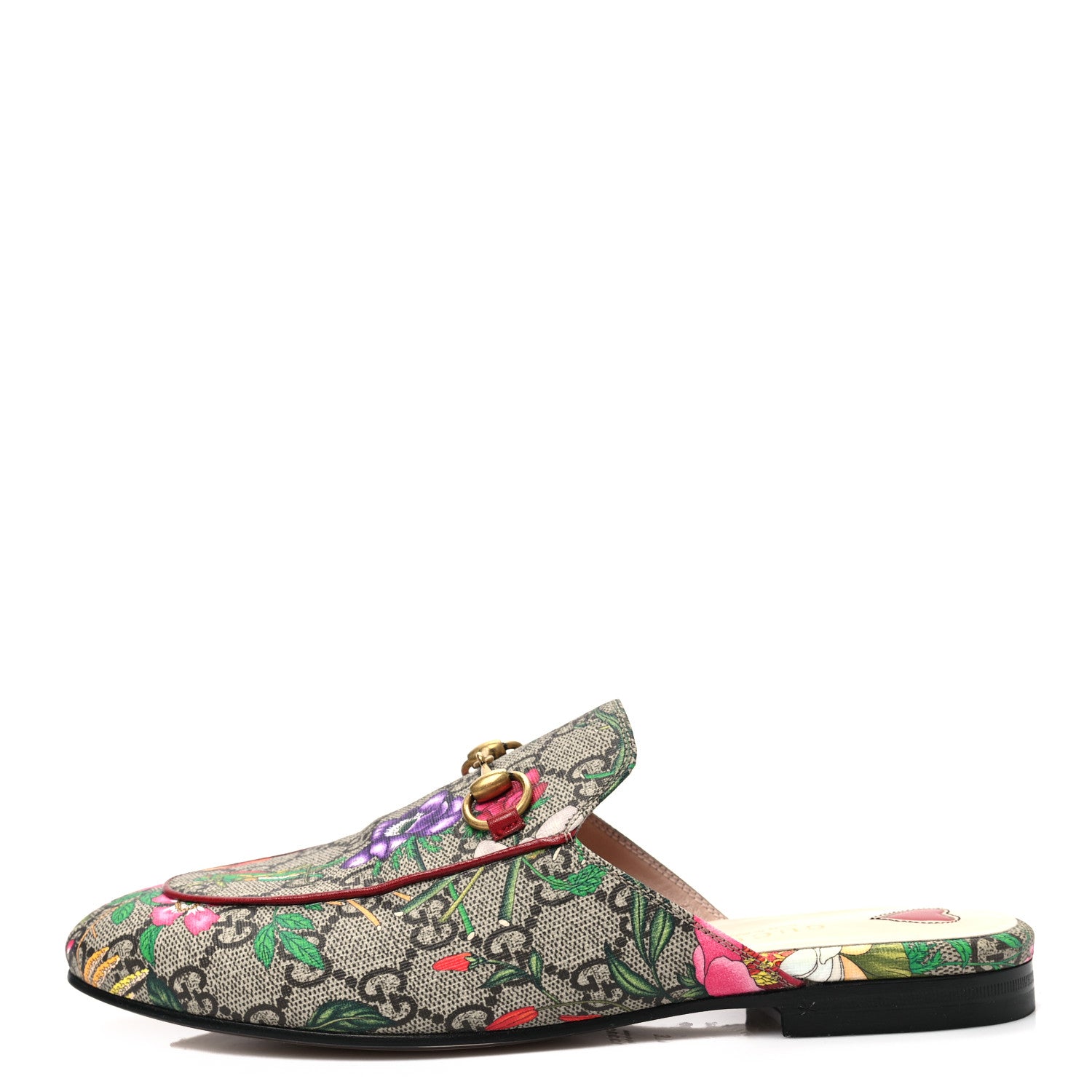 Gucci GG Supreme Monogram Flora Womens Princetown Slippers 37.5 Beige Ebony Multicolor Rosso 1 of 9