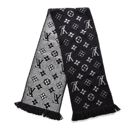 Louis Vuitton Wool Silk Logomania Shine Scarf Black 2 of 4