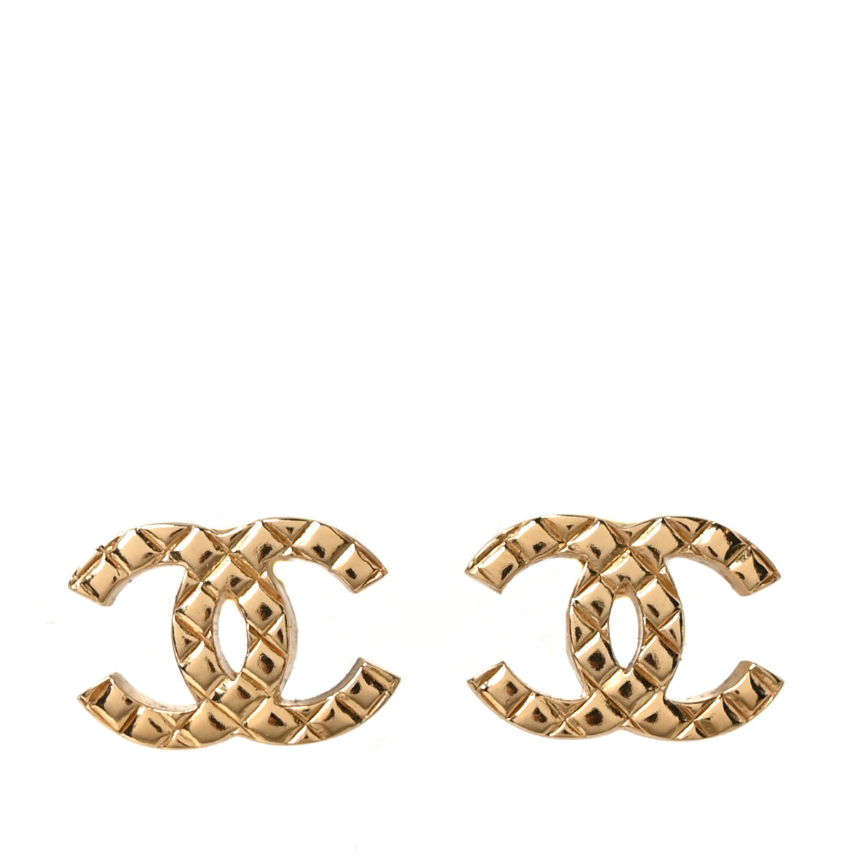 Metal Textured CC Earrings  Gold