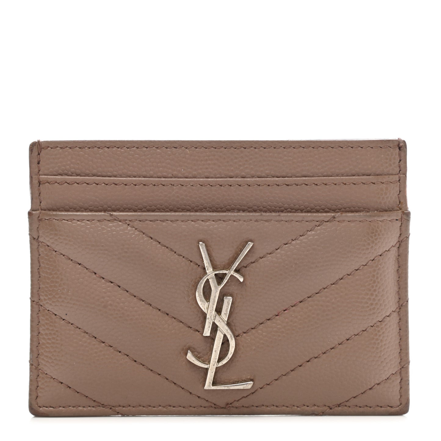 Grain De Poudre Matelasse Chevron Monogram Credit Card Case Fard