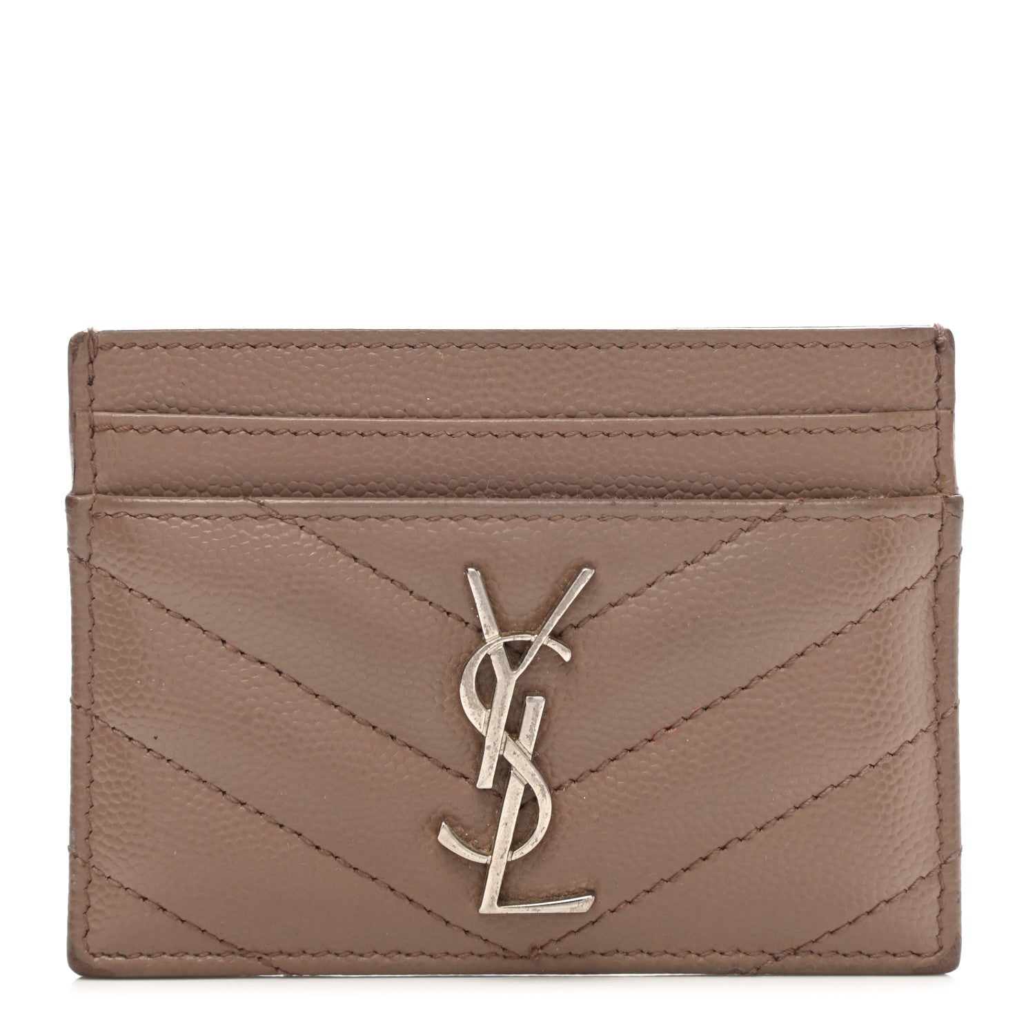 Saint Laurent Grain De Poudre Matelasse Chevron Monogram Credit Card Case Fard 1 of 12