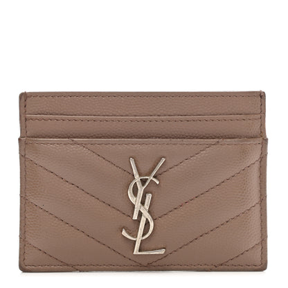 Saint Laurent Grain De Poudre Matelasse Chevron Monogram Credit Card Case Fard 1 of 12