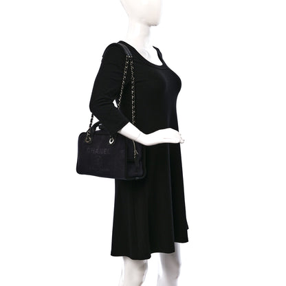 Chanel Mixed Fibers Deauville Bowling Bag Black 2 of 9