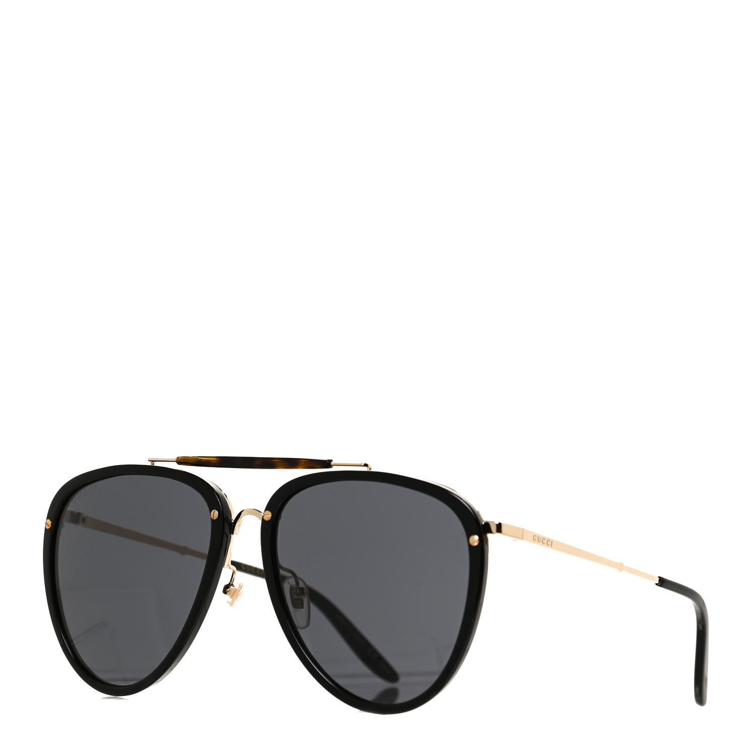 Gucci Metal Aviator Sunglasses GG0672S Black Gold 1 of 8