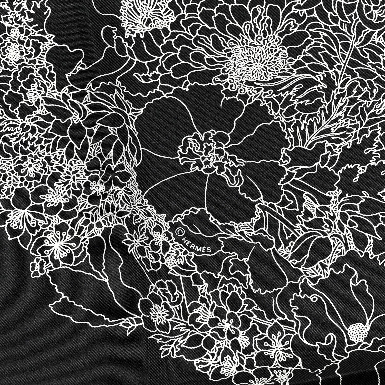 Hermes Silk Robe Legere Scarf 90 Black White 2 of 5
