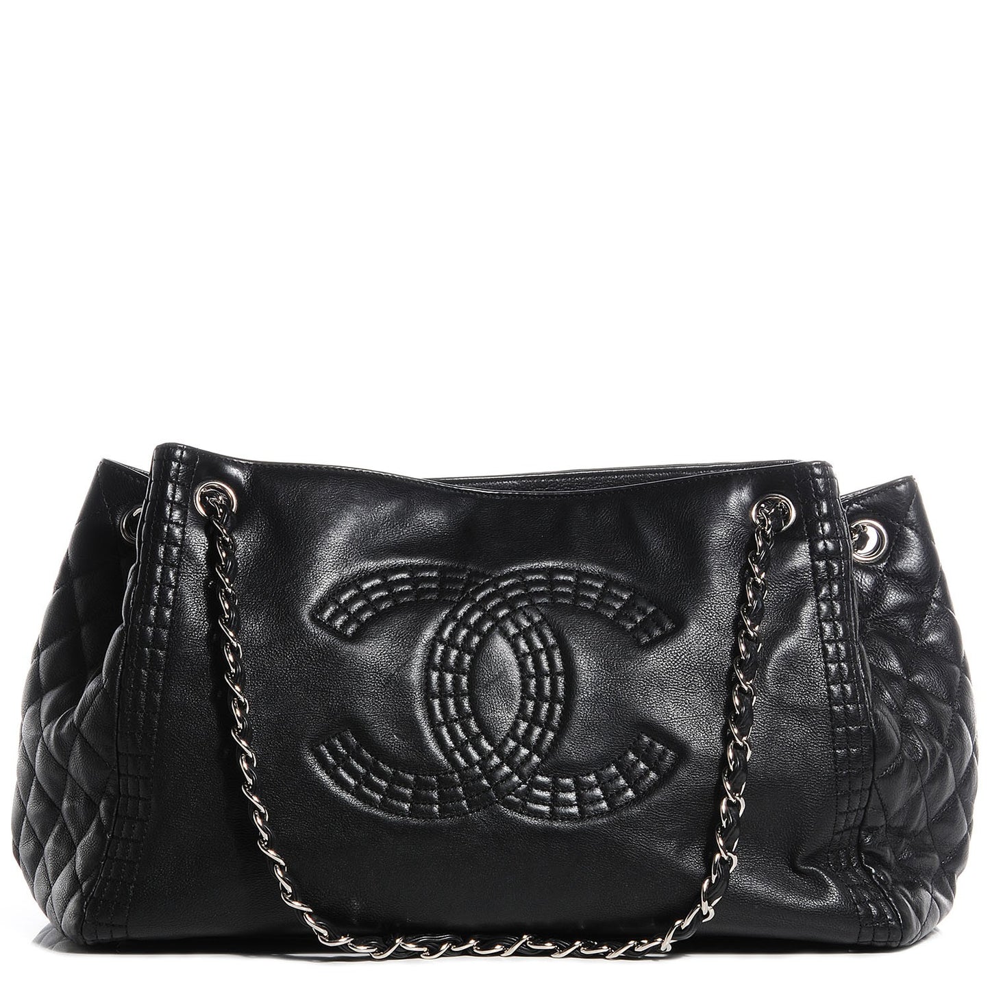 Calfskin Coco Bengal Open Accordion Tote Black