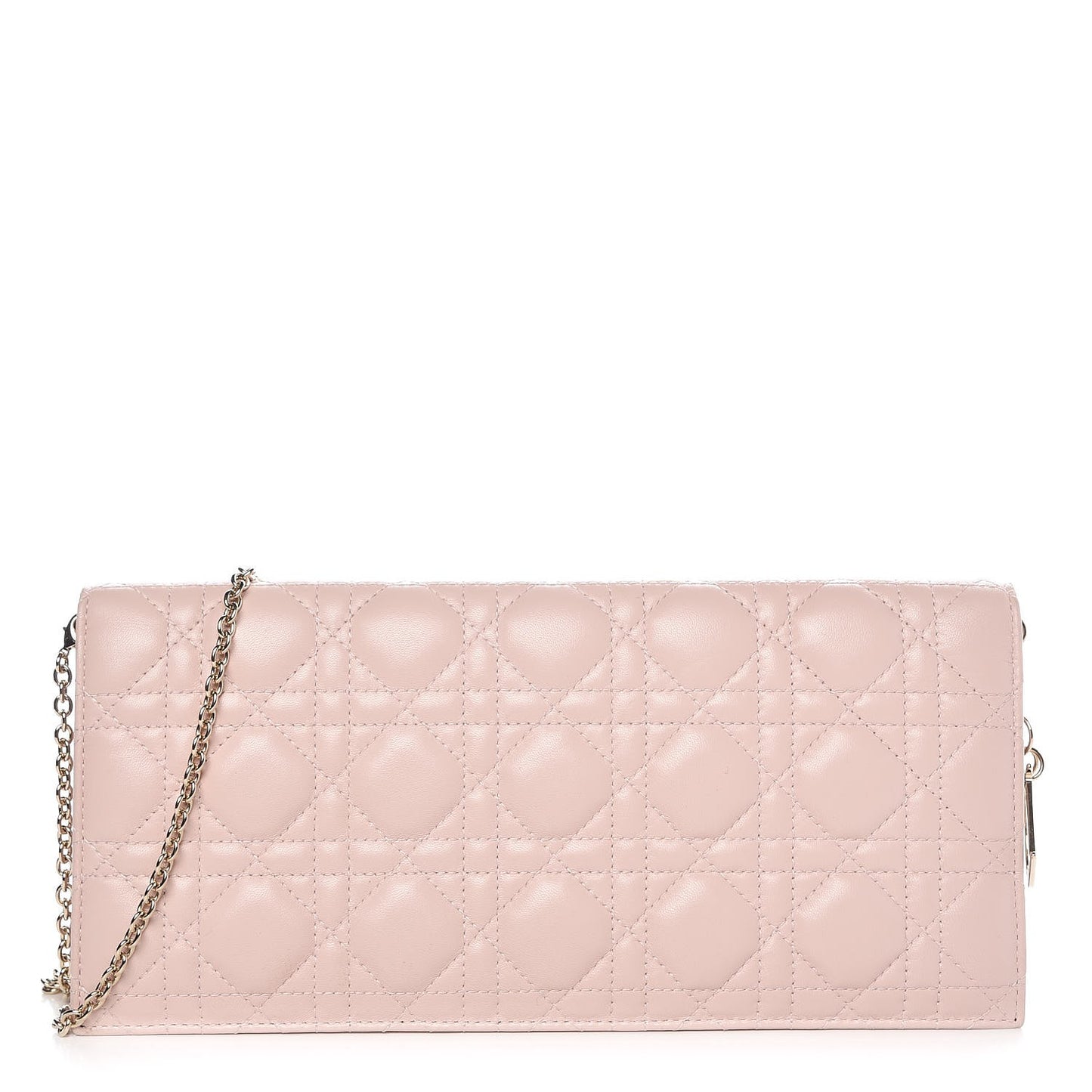 Lambskin Cannage Lady Dior Convertible Clutch Pink