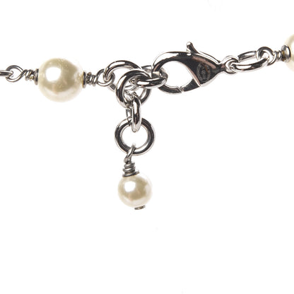 Chanel Graduated Pearl Crystal CC Long Necklace Silver 4 of 5