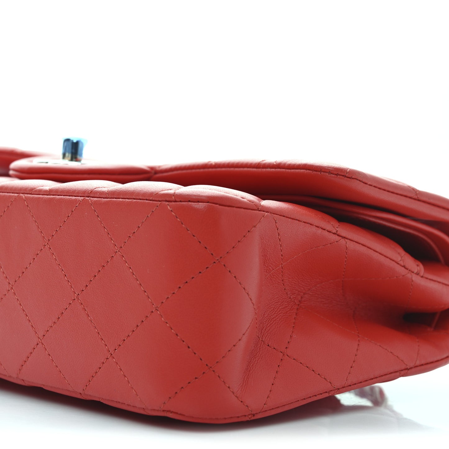 Lambskin Quilted Medium Double Flap Red