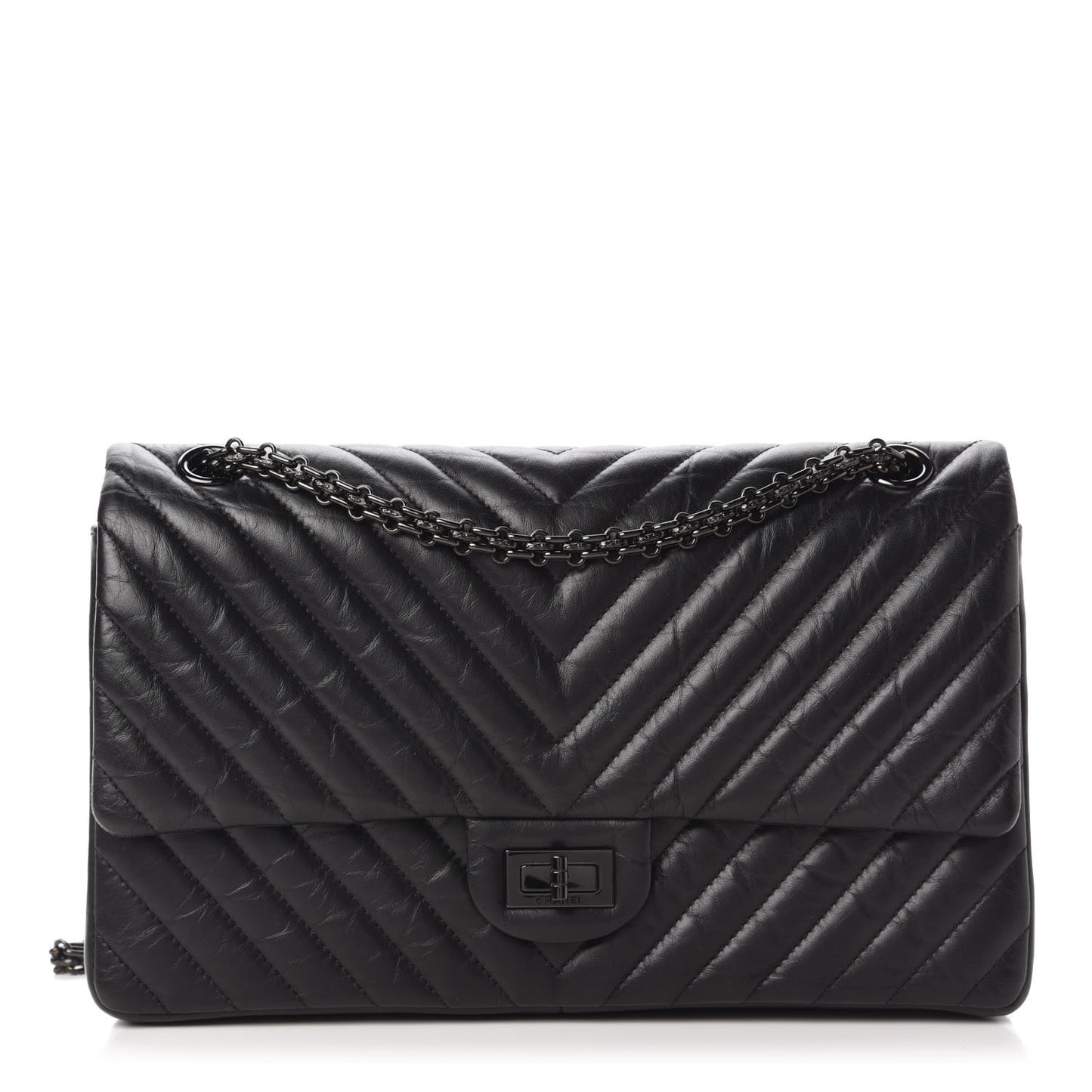 Aged Calfskin Chevron Quilted 2.55 Reissue 226 So Black