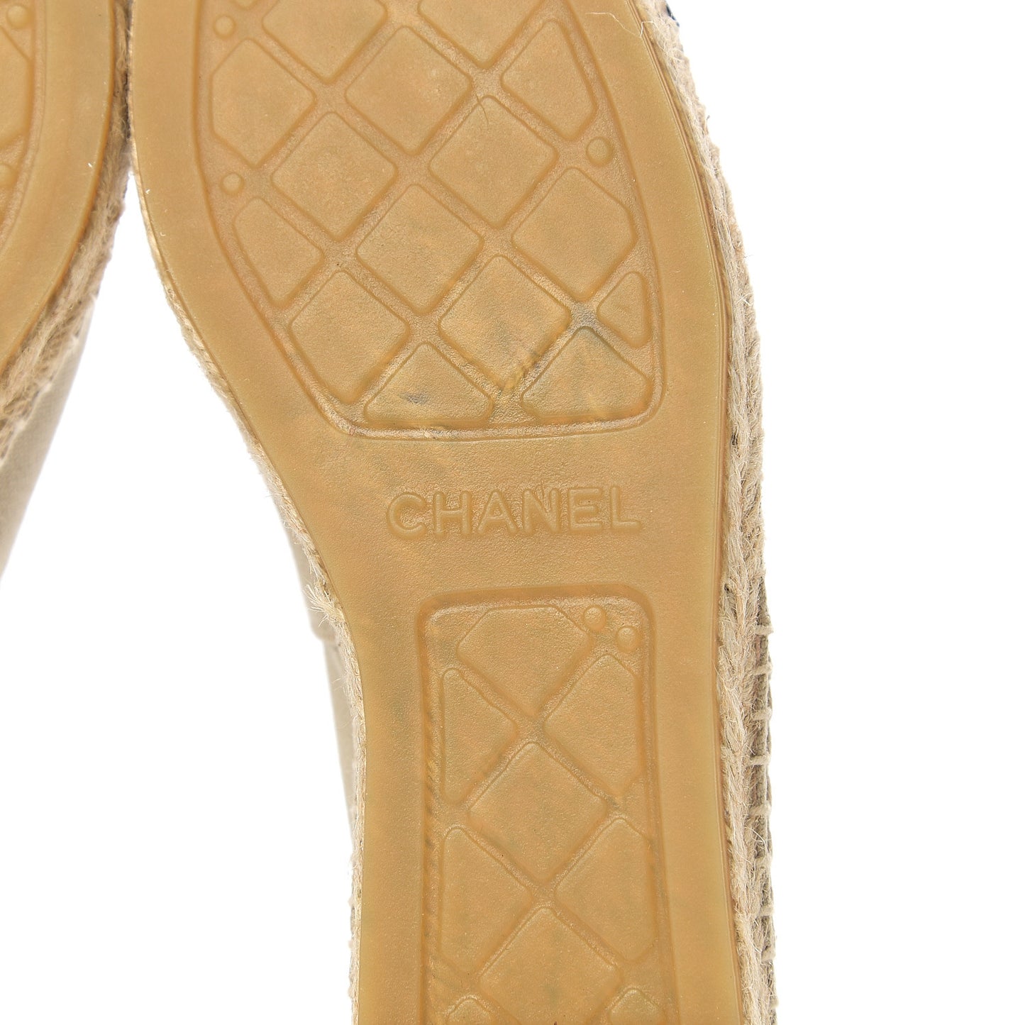 Canvas Grosgrain CC Espadrilles 36 Beige Black