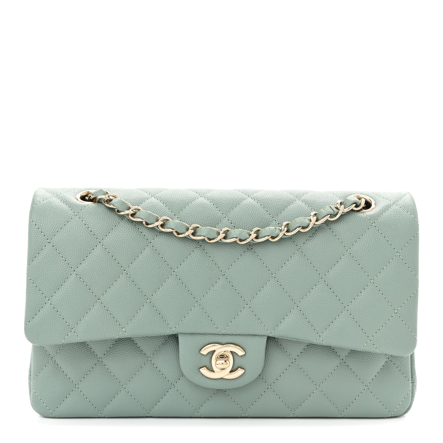 Chanel Caviar Quilted Medium Double Flap Dark Green 1 of 10