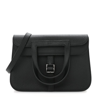 Hermes Taurillon Clemence Halzan 25 Black 1 of 11