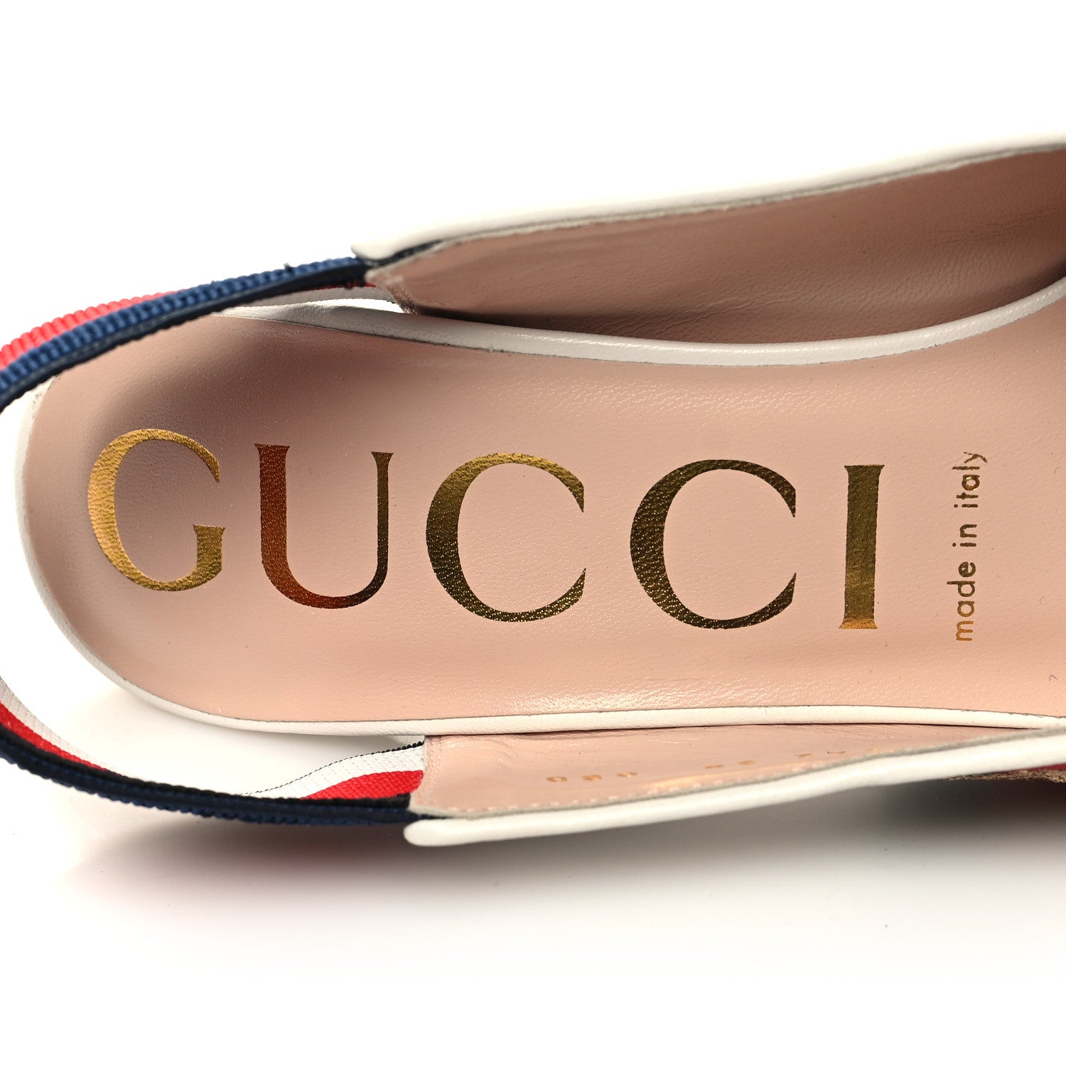 Gucci Malaga Kid Web Sylvie High Heel Slingback Pumps 38 White 8 of 8