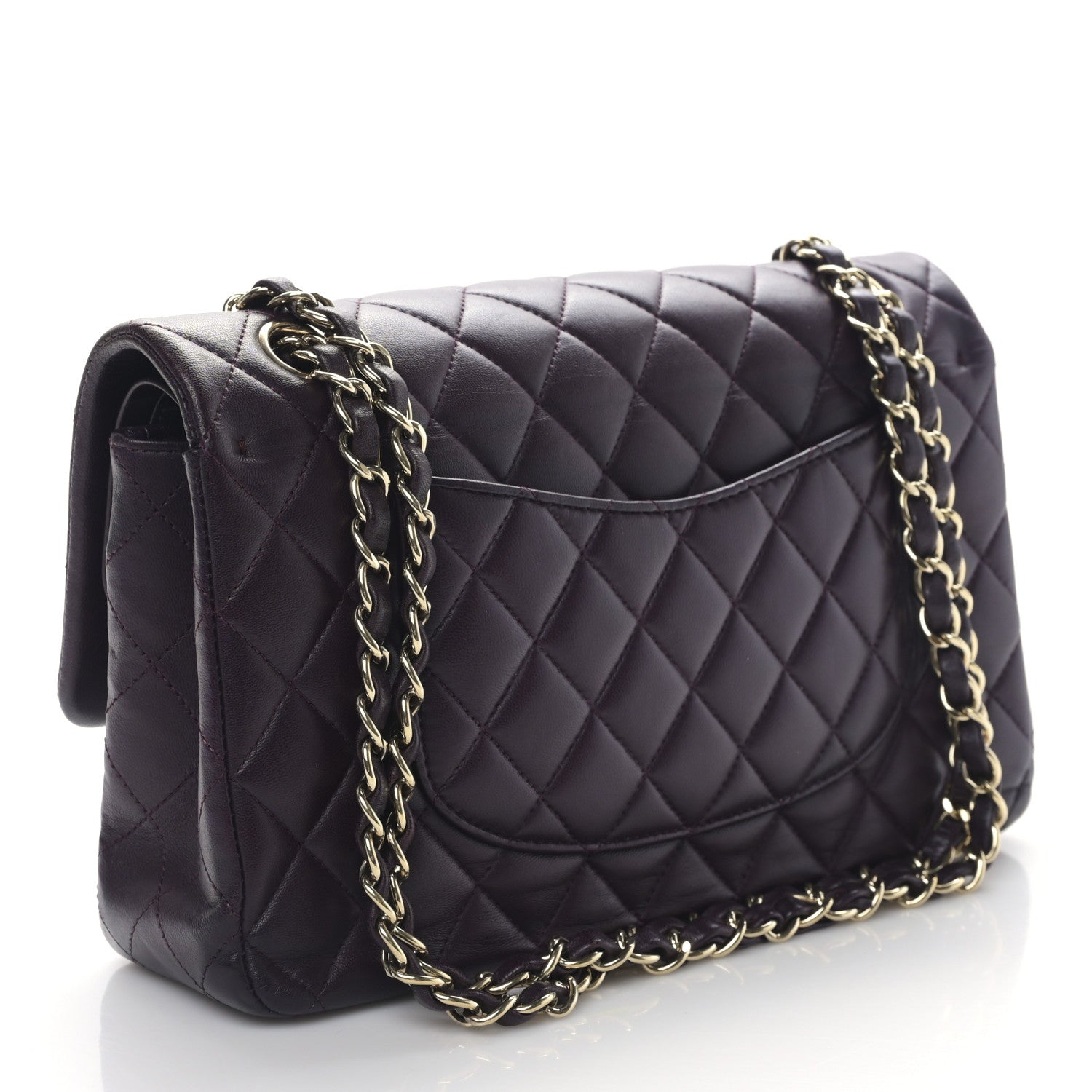 Chanel Lambskin Quilted Medium Double Flap Dark Purple 3 of 9