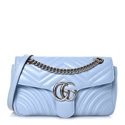 Gucci Calfskin Matelasse Small GG Marmont Shoulder Bag Porcelain Light Blue 1 of 14