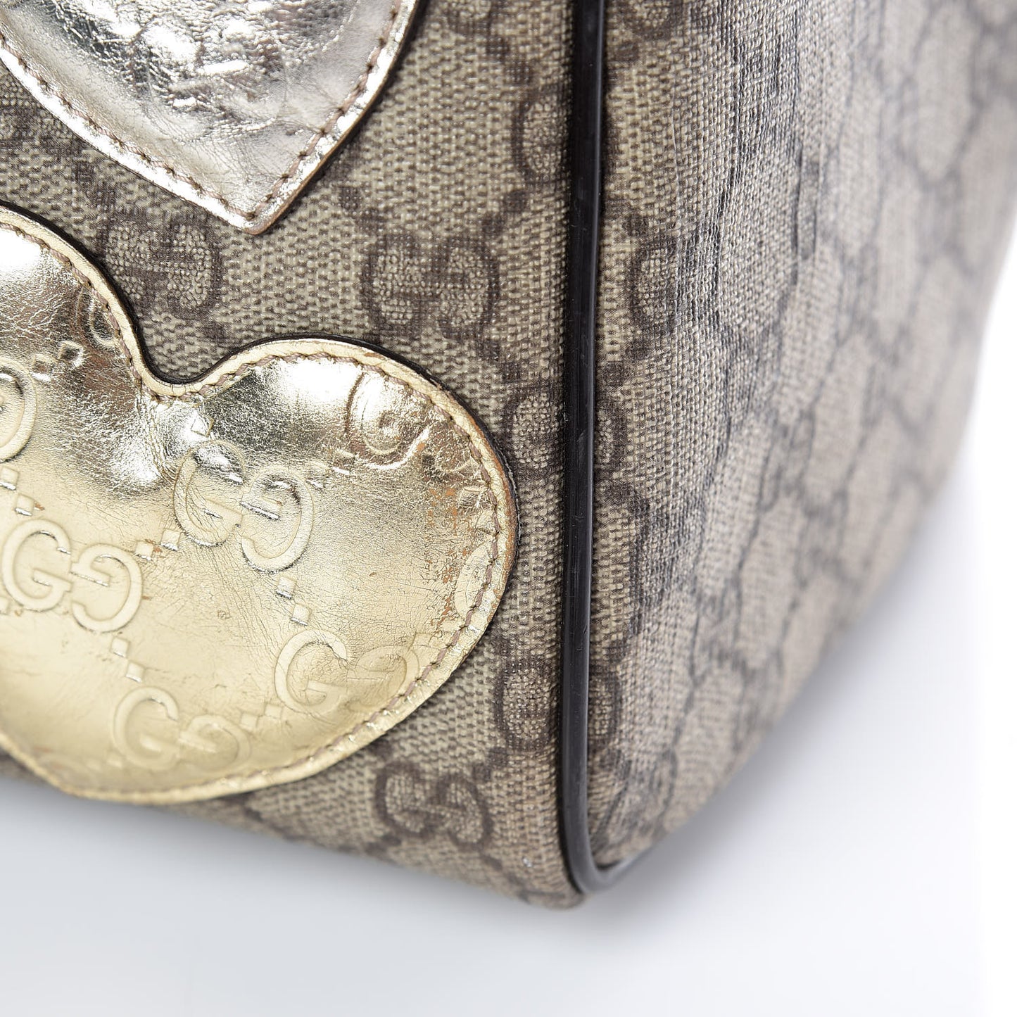 Monogram Guccissima Hearts Studded Medium Joy Boston Dark Brown