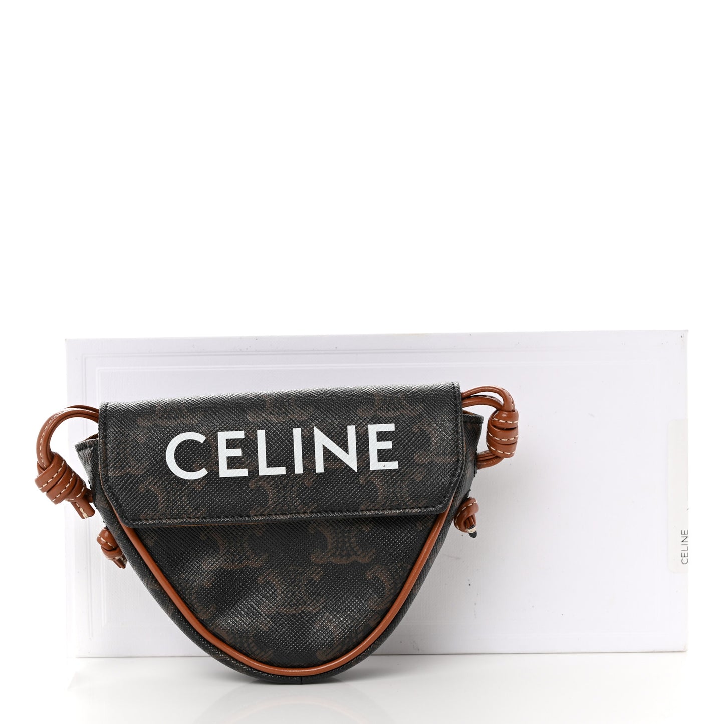 Triomphe Canvas Mini Triangle Crossbody Bag Tan