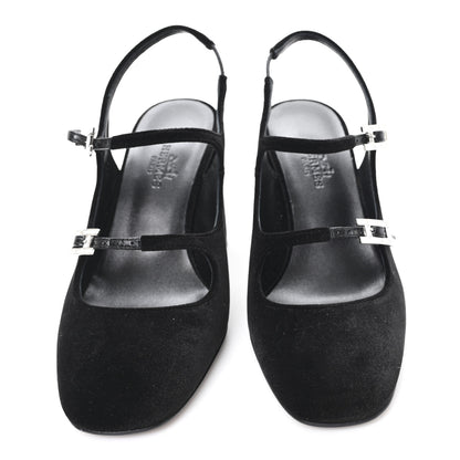 Hermes Velvet Jackie 90 Pumps 36 Black 3 of 10