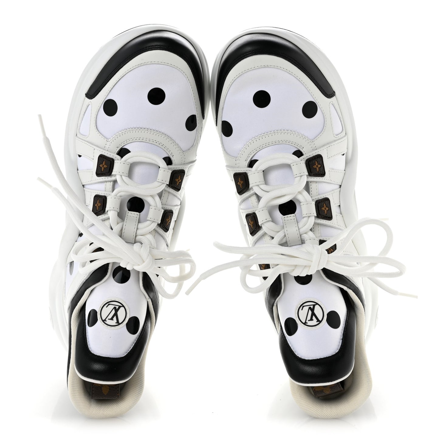 Calfskin Satin Printed Polka Dot Monogram LV Archlight Sneakers 39.5 White