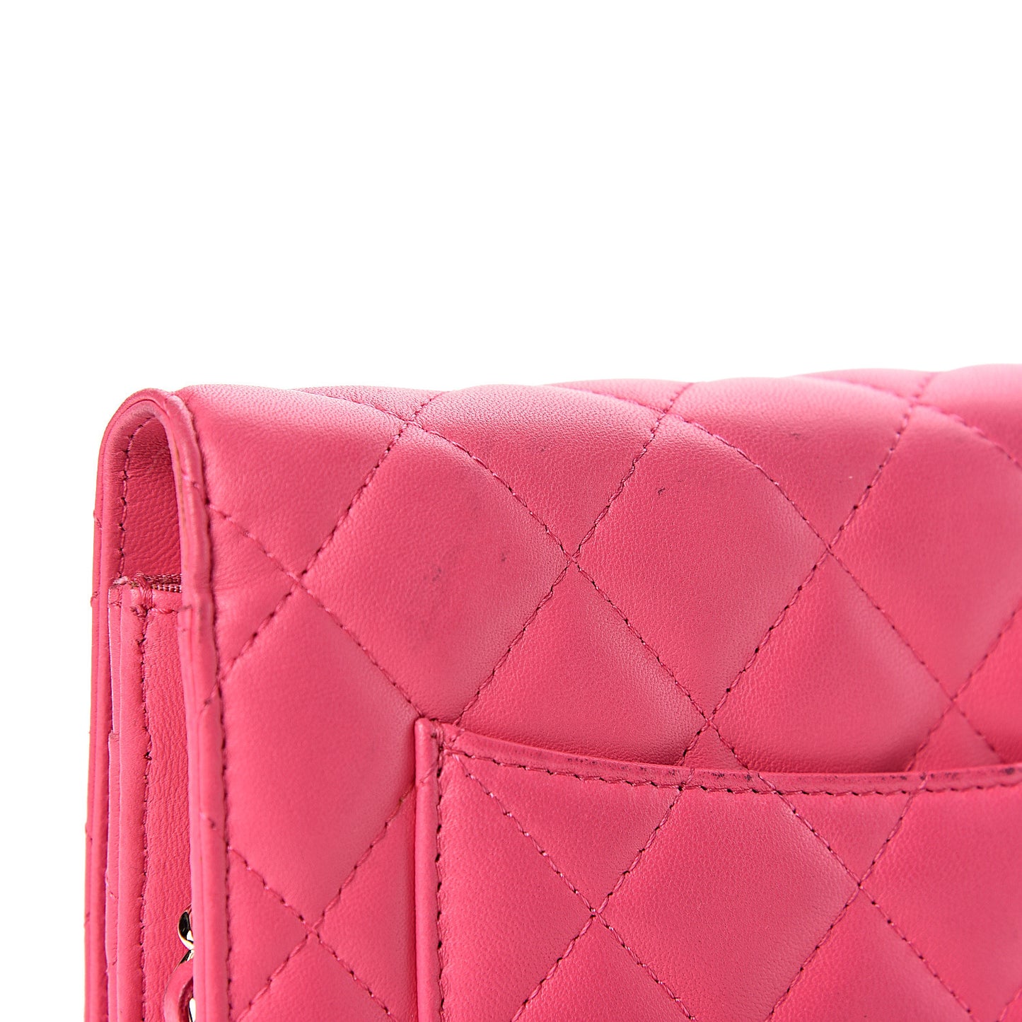 Lambskin Quilted Wallet On Chain WOC Pink